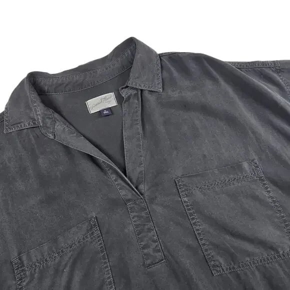 Universal Thread Shirt Dress XL Pockets Charcoal Black Shift Knee Length Lyocell - Picture 5 of 10